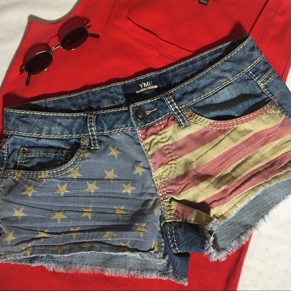 YMI Pants - YMI Denim Shorts USA American Flag Jr.-5